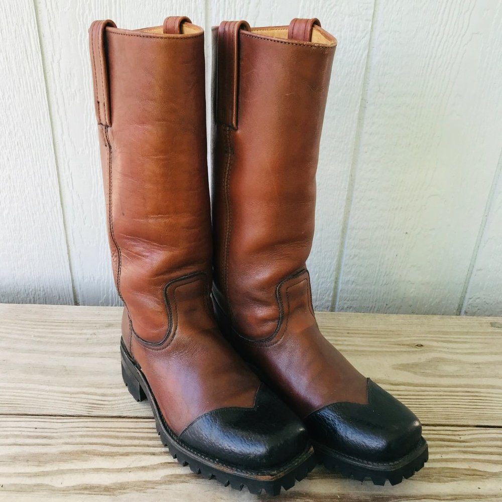 Vintage FRYE Black Label Campus Pull On Vibram Sole Boots Men's Sz 6.5 E